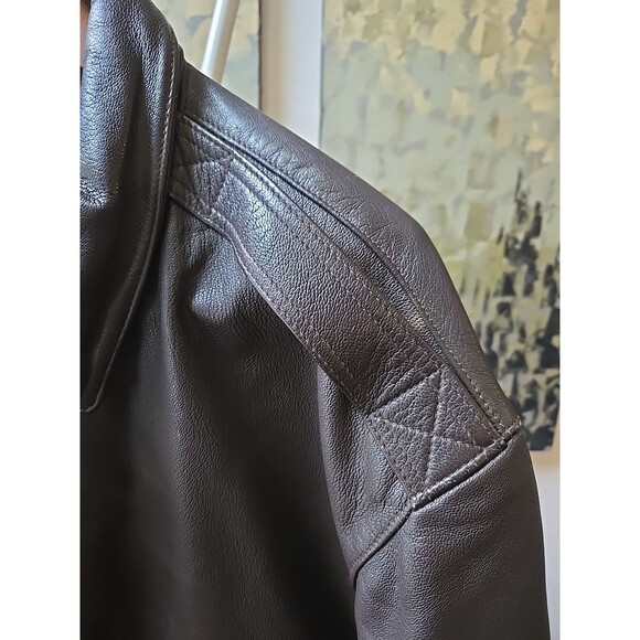 Sportys Pilot Shop A-2 Leather Flight Jacket Mens Sz L Brown Bomber USA Aviation - Picture 5 of 16